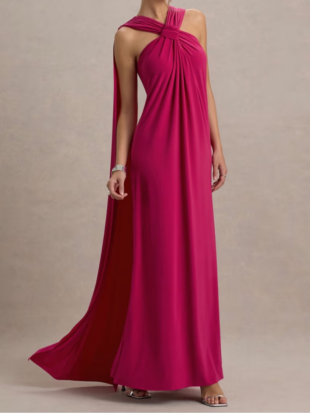 Club L London Ariana Pink Cross Neck Maxi Dress
